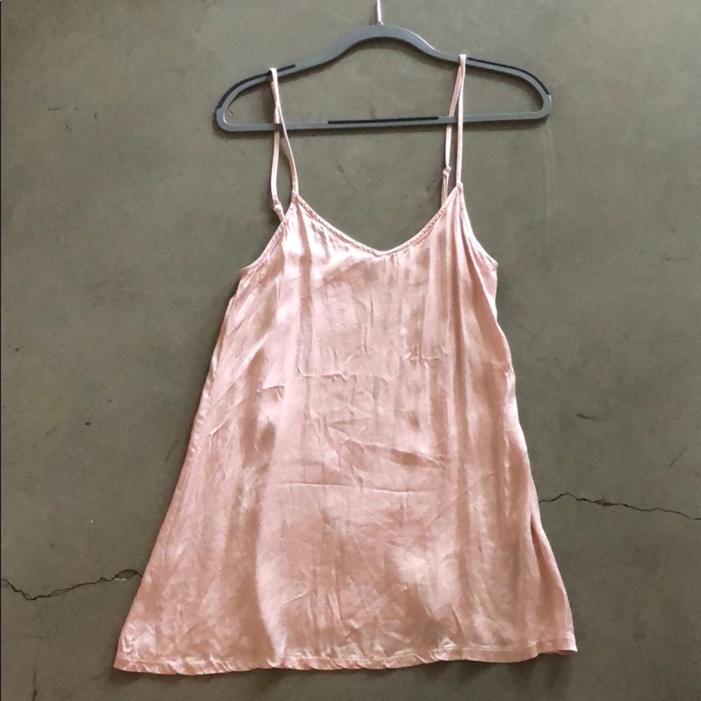 Pink silk slip dress